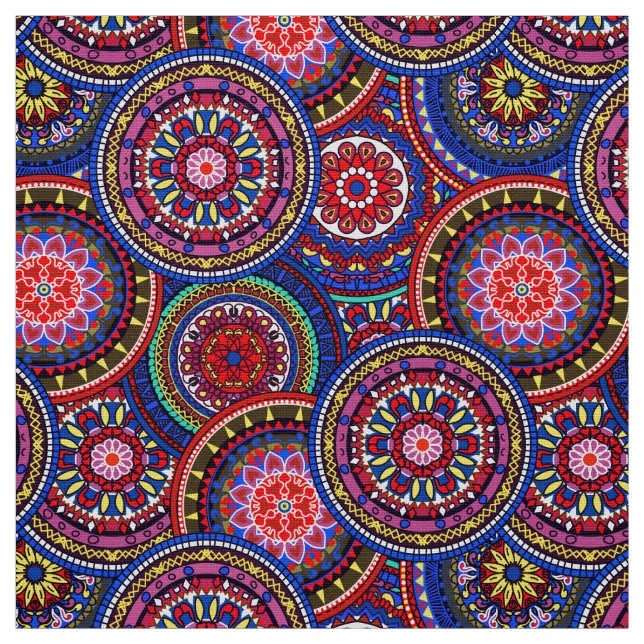 Bright Bohemian Boho Hippy Chic Pattern Fabric (Swatch)