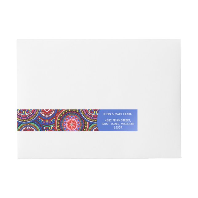 Bright Bohemian Boho Hippy Chic Pattern Wraparound Address Label (Front)