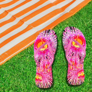 Bright Boho Gumnut Flower Floral Flip Flops