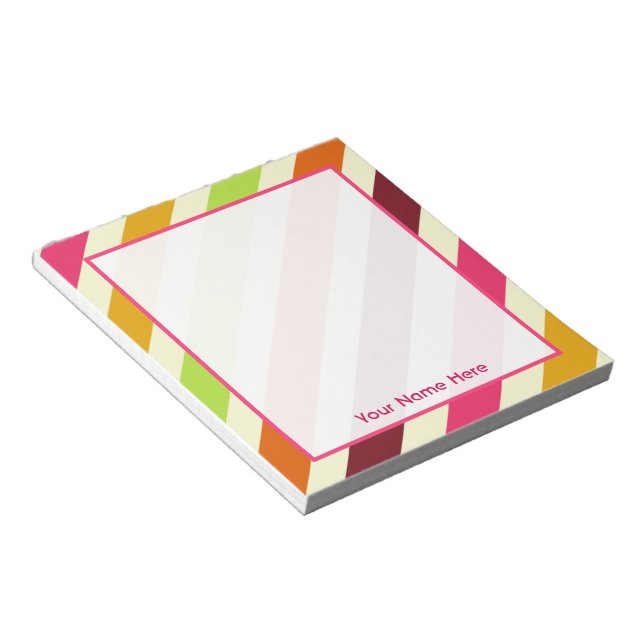 Bright Boho Stripes Personalized Notepad (Angled)