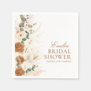 Bright Boho Terracotta Floral Bridal Shower Napkin