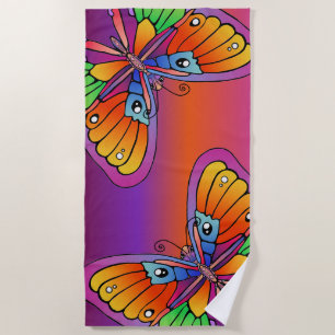 Bright Bold Colourful Butterfly Beach Towel