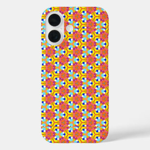 Bright Bold Colourful Geometric Orange Yellow Pink iPhone 16 Case
