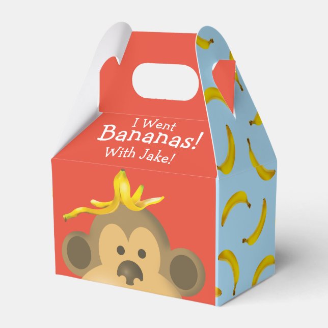 Bright Bold Colourful Go Bananas Monkey Party Favor Box (Front Side)