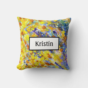 Bright Bold Colours Abstract Monogram Throw Pillow