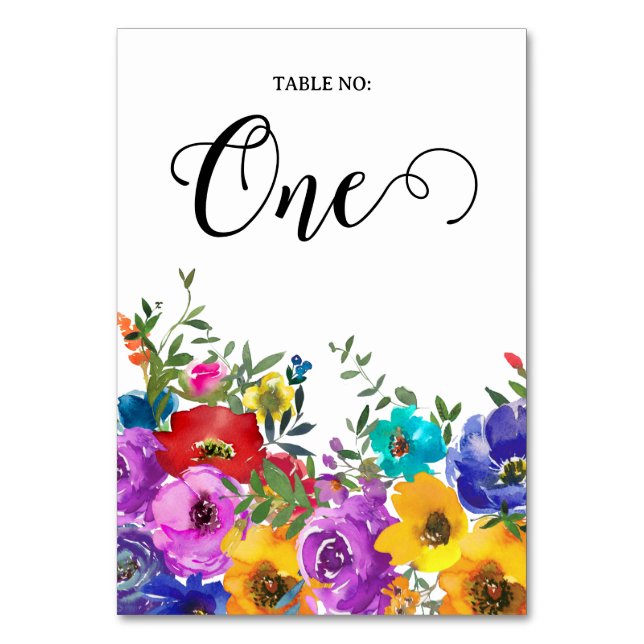 Bright & Bold Florals Custom Table Number (Front)