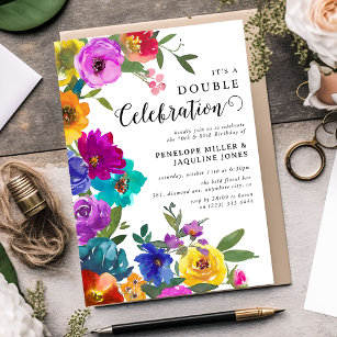 Bright & Bold Florals Double Celebration Birthday Invitation