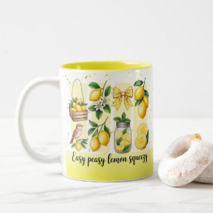 Bright Bold Preppy Lemon Summer Vibes Two-Tone Coffee Mug