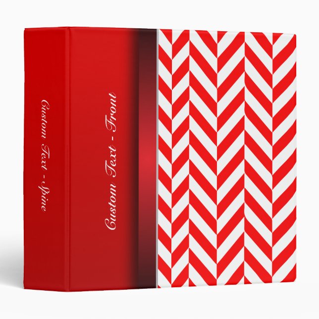 Bright Bold Red and White Zigzag Pattern Binder (Front/Spine)