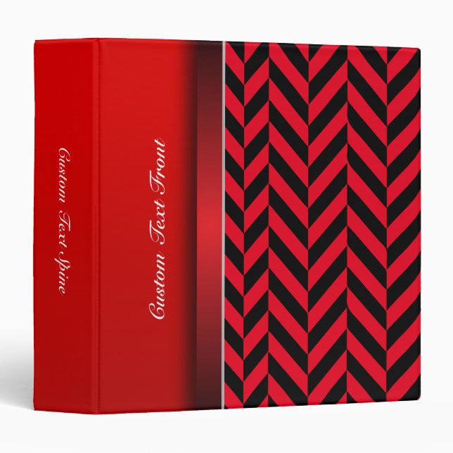 Bright Bold Red and White Zigzag Pattern Binder (Front/Spine)