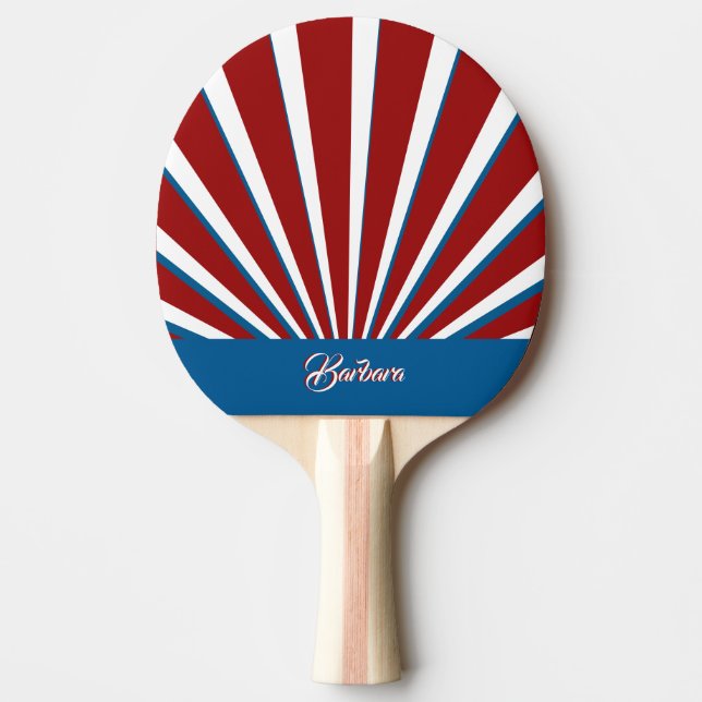 Bright Bold Red White Blue Custom Name  Ping Pong Paddle (Front)
