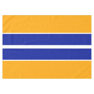 Bright Bold Royal Blue Orange White Racing Stripes Tablecloth