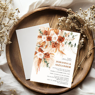 Bright Bold Terracotta Boho Bohemian Wedding Invitation