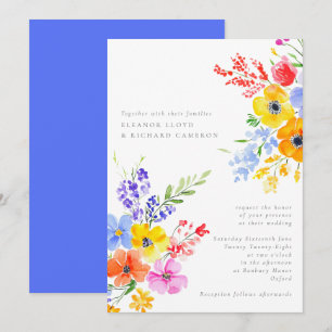 Bright & Bold Watercolor Floral Wedding Invitation