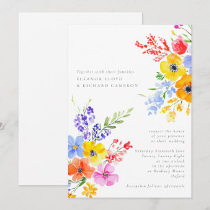 Bright & Bold Watercolor Floral Wedding Invitation