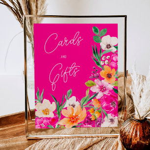 Bright bold wild flowers welcome bridal shower poster