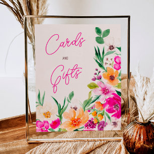 Bright bold wild flowers welcome bridal shower poster