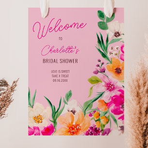 Bright bold wild flowers welcome bridal shower poster
