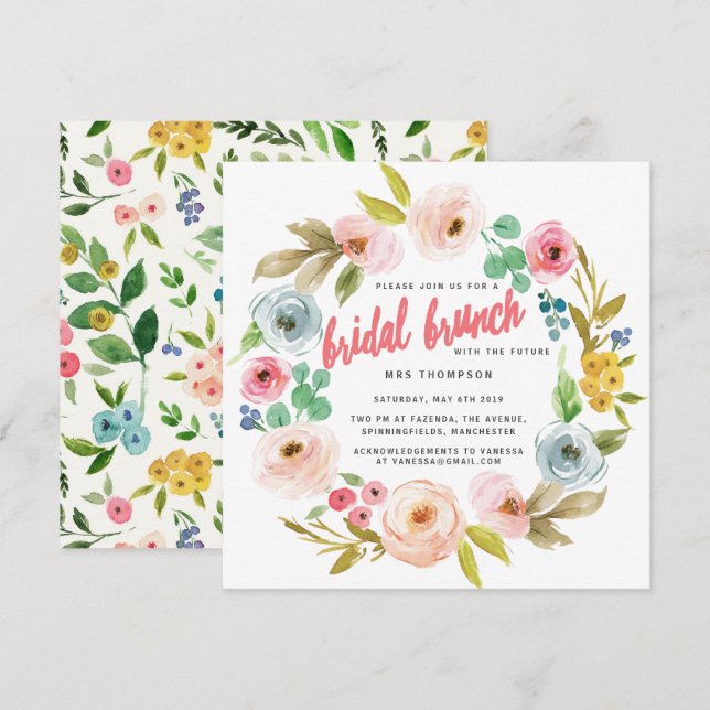 BRIGHT BOTANICAL BRIDAL BRUNCH INVITATION (Front/Back)
