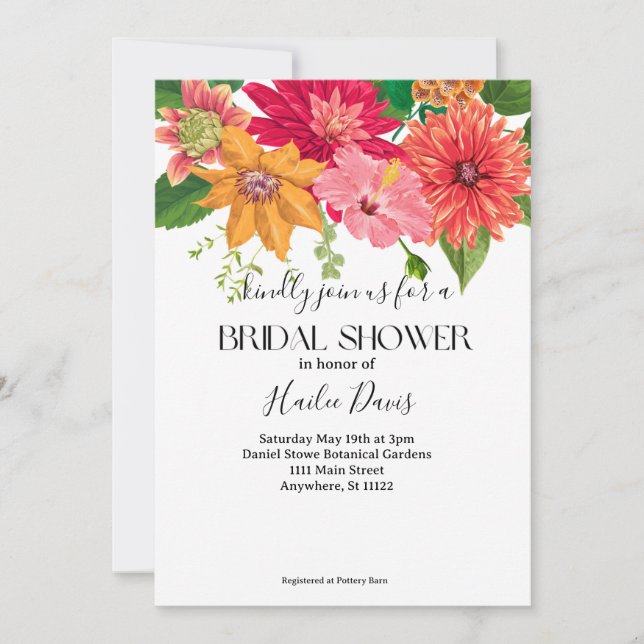 Bright Botanical Flowers Bridal Shower Invitation (Front)