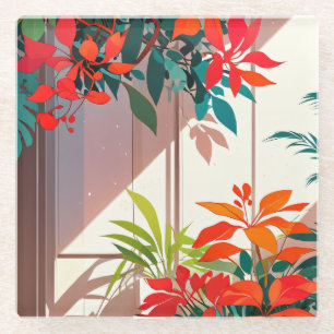 Bright Botanical Garden at the Doorstep Glass Coaster