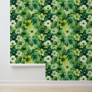 Bright Botanical Green Floral Peel and Stick Wallpaper