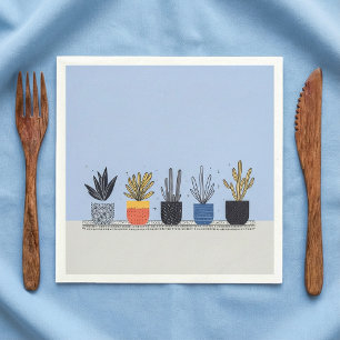 Bright Botanical potted house Plant Illustration Napkin