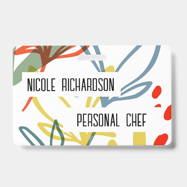 Bright botanicals Modern Trendy Name Badge (Front)