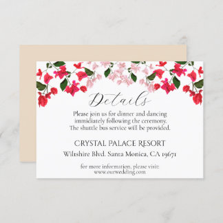 Bright Bougainvillea flower Wedding Enclosure Card