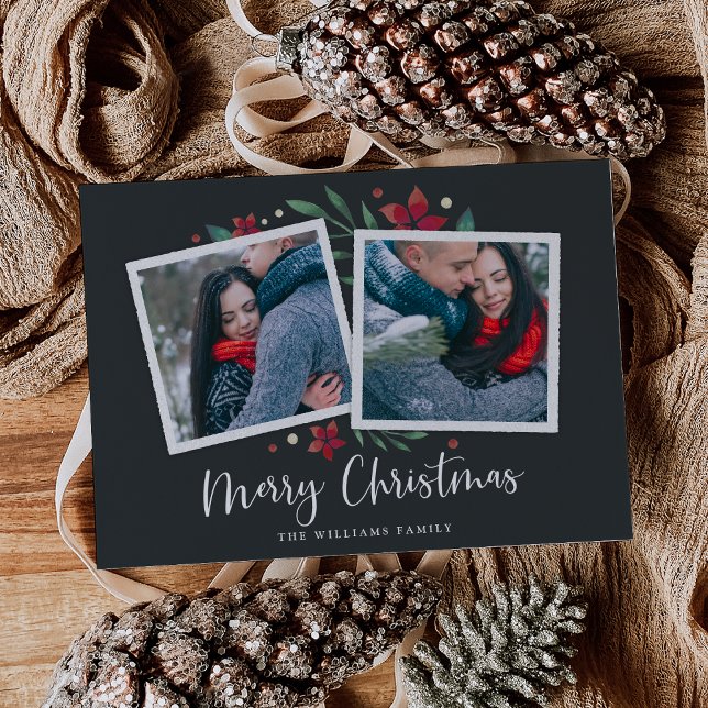 Bright Boughs | Carte de vacances avec deux photos (Créateur téléchargé)
