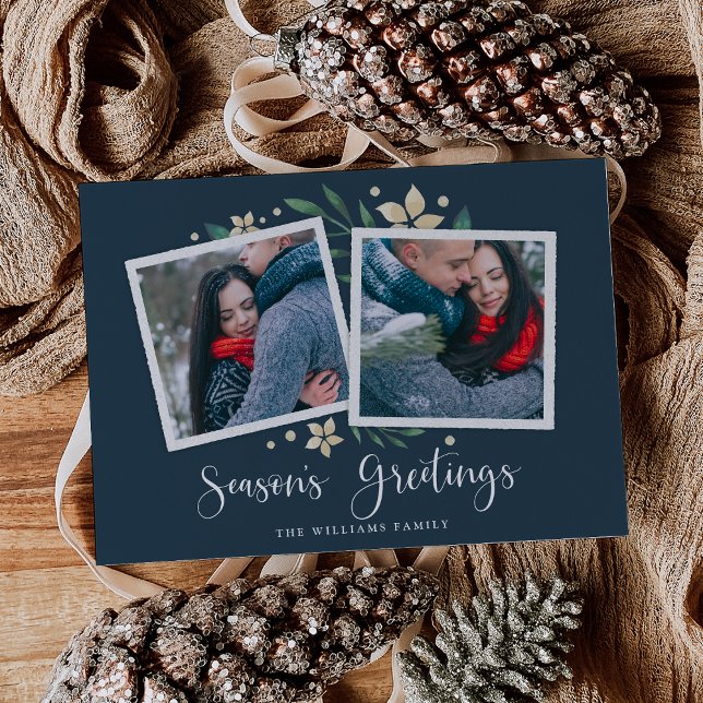 Bright Boughs | Carte de vacances avec deux photos (Créateur téléchargé)