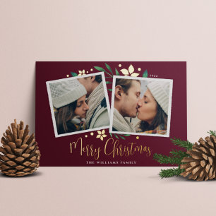 Bright Boughs   Two Photo Foil Holiday Card