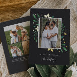Bright Boughs Vertical Photo Botanical Christmas Foil Holiday Card<br><div class="desc">Elegant and festive holiday photo card frames your favourite vertical or portrait oriented image with a subtle deckled edge border and gold foil and green holiday foliage peeking out at the corners. "Merry Christmas" or your choice of greeting appears beneath, along with your family name. Add an additional three photos...</div>