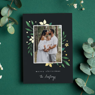 Bright Boughs Vertical Photo Botanical Christmas Foil Holiday Card