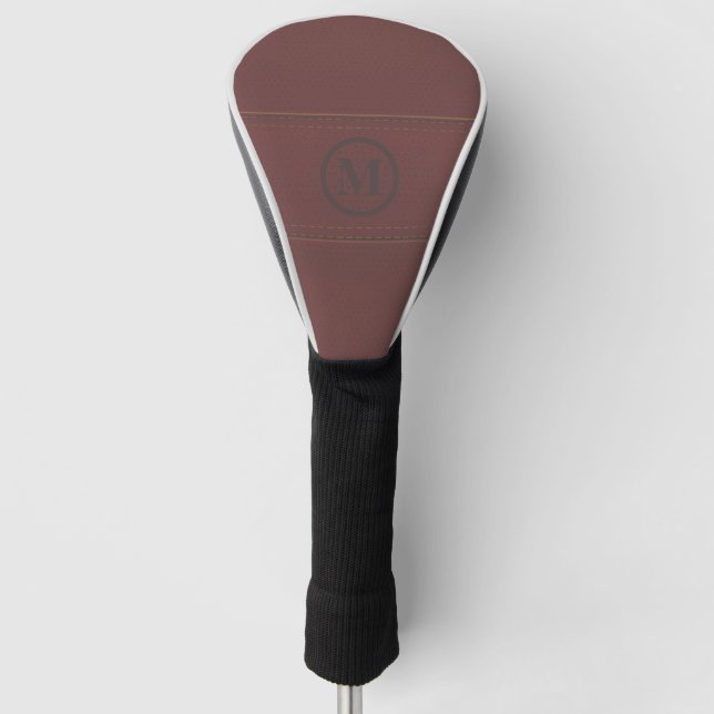 Bright Brown Minimalist Simple Design leather Golf Head Cover (Front)