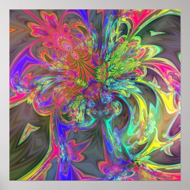 Bright Burst of Colour – Salmon & Indigo Deva Poster (Front)
