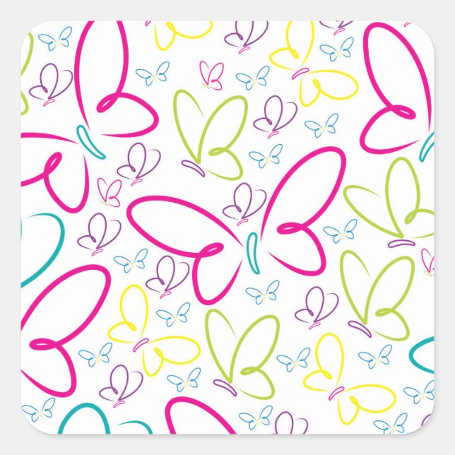 Bright butterflies square sticker (Front)