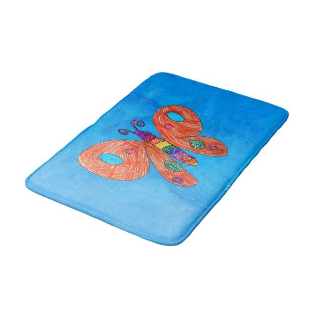 Bright Butterfly Bath Mat (Angled)
