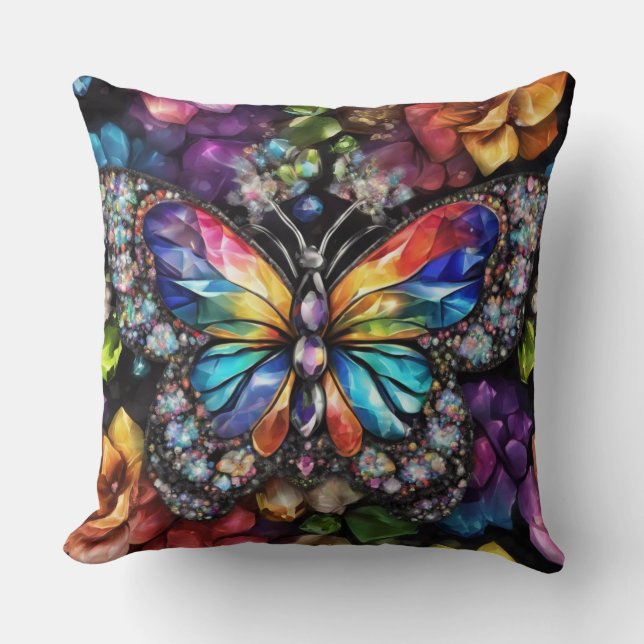 Bright Butterfly  Throw Pillow (Front)