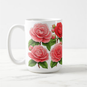 Bright Camellia Rose Bouquet Coffee Mug