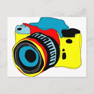Bright camera illustration postcard