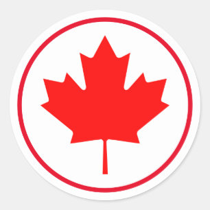 Bright Canadian Maple Leaf Canada Day Red White Classic Round Sticker