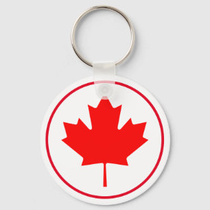 Bright Canadian Maple Leaf Canada Day Red White Keychain