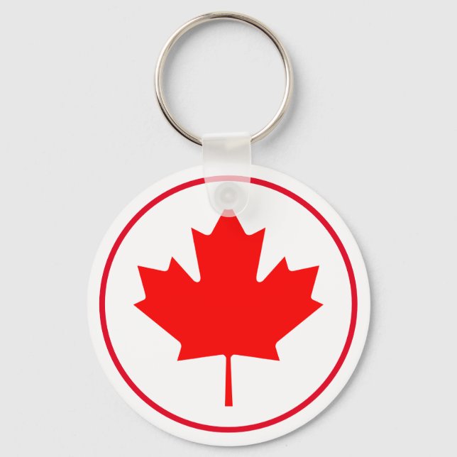 Bright Canadian Maple Leaf Canada Day Red White Keychain (Front)