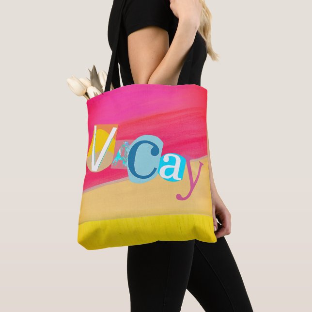 Bright Candy Coloured Retro Vacay Mode Tote Bag (Close Up)