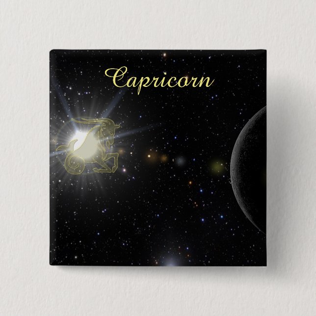 Bright Capricorn 2 Inch Square Button (Front)