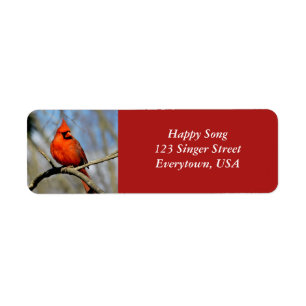 Bright Cardinal Adress Labels (White Text)
