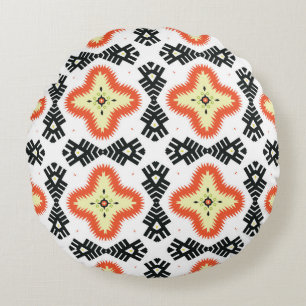 Bright Carpet: Ethnic Aztec Ornament Round Pillow