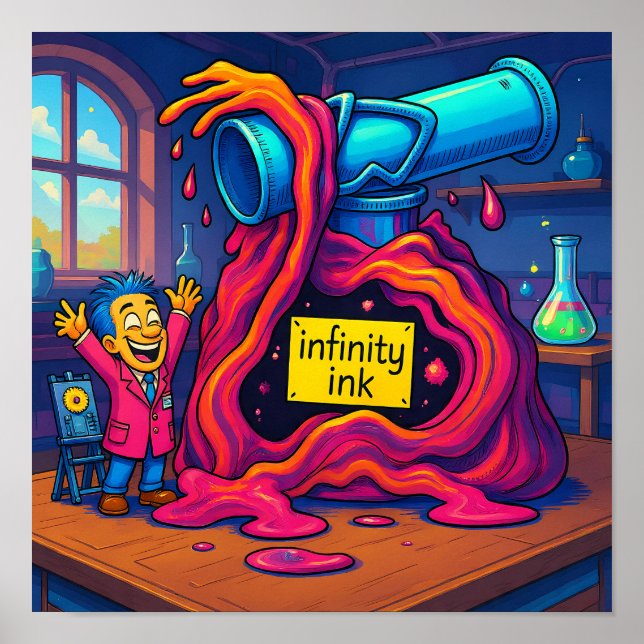 Bright Cartoon Scientist Wall Art Print (Front)