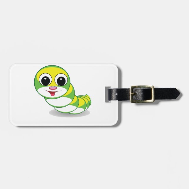 bright caterpillar worm luggage tag (Front Horizontal)